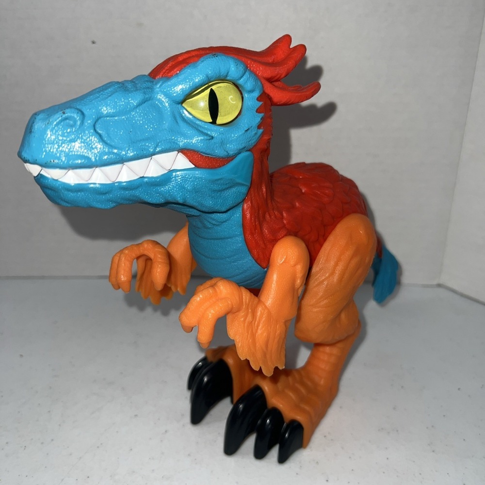 Imaginext Jurassic World Dominion Pyroraptor XL 10" Dinosaur Orange Blue